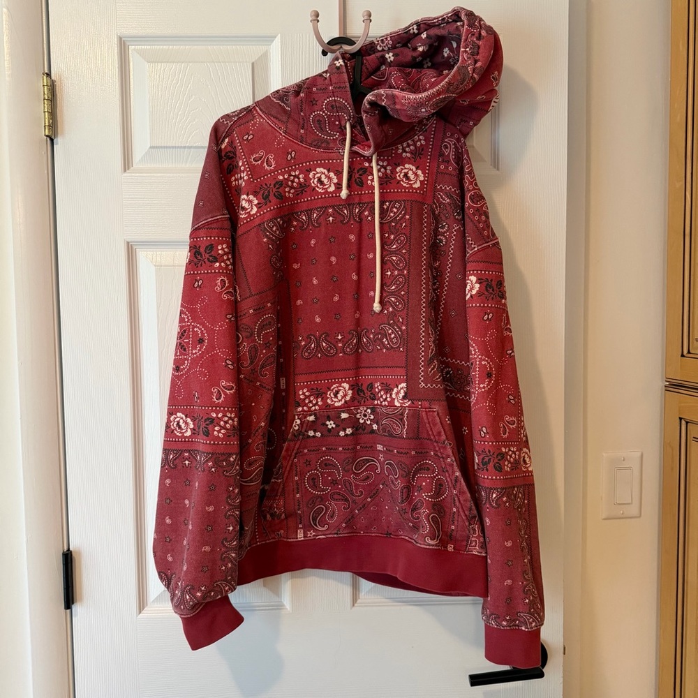 Kith Deconstructed Bandana Williams Iii Hoodie 'Pyre' Red Bandana Print Hoodie